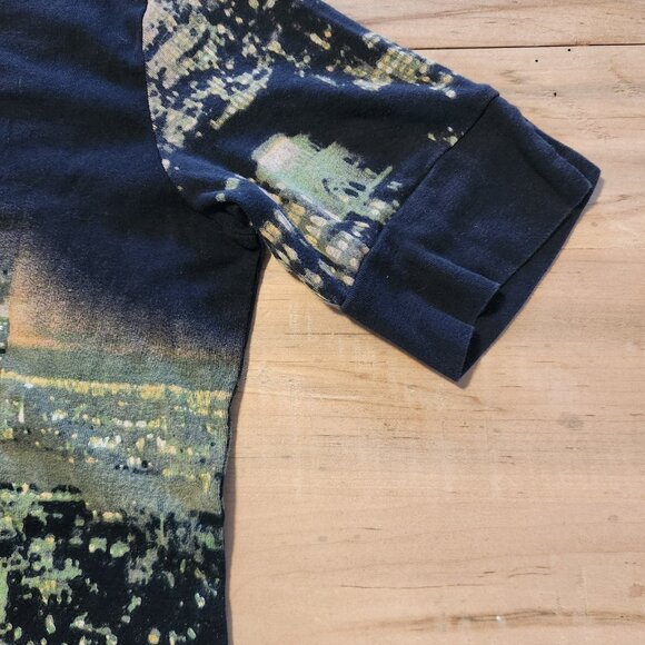 Apt. 9 New York T-Shirt NYC Skyline All Over Print Bling Rhinestone Womens Large - Picture 9 of 11